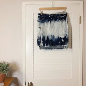 AFRM Acid Dyed Ripped Denim Skirt